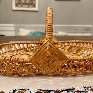 vintage handwoven wicker gathering basket